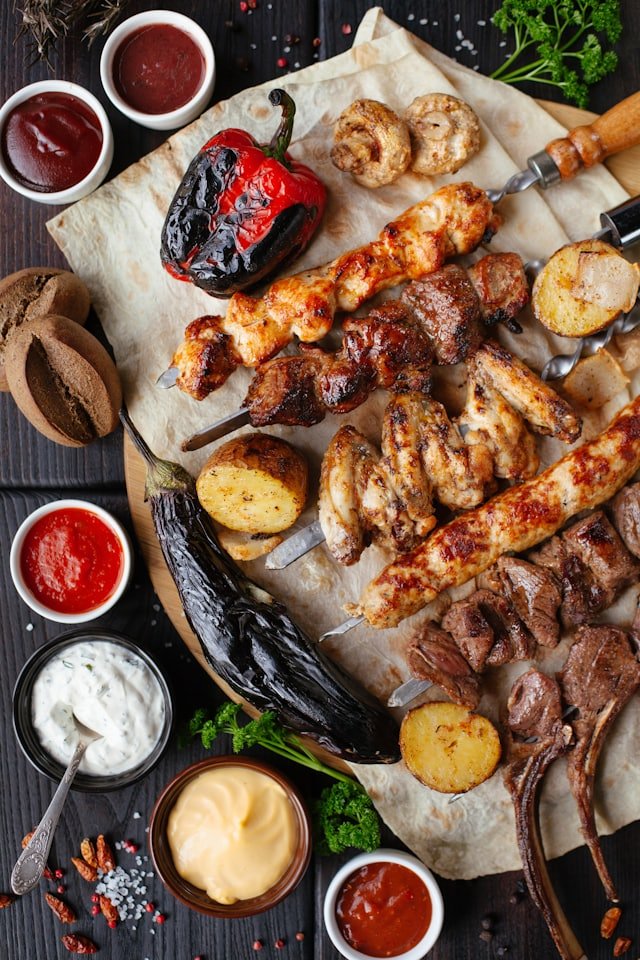 Grilled kebab skewer platter at The Grill House