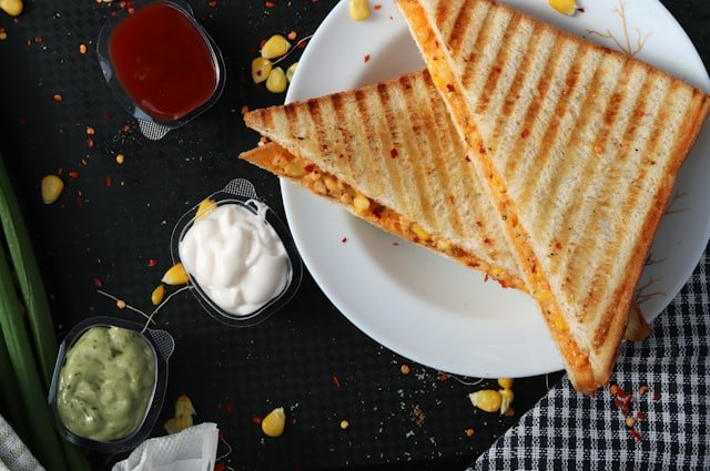 Toasted sandwiches on a plate at Marhaba Bites