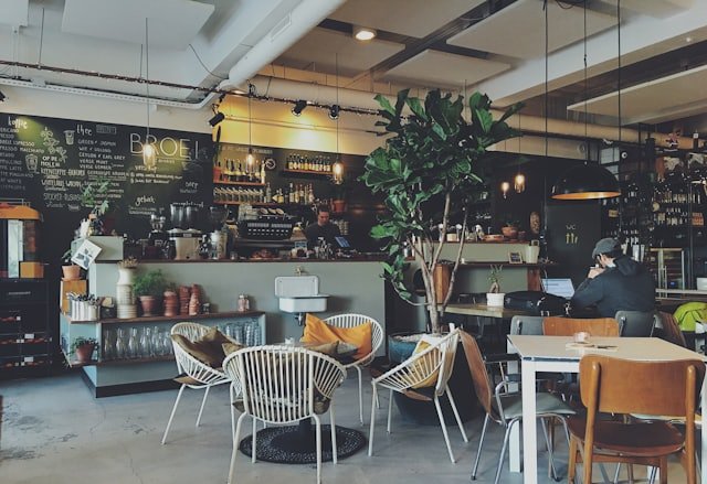 Interior seating area of The Oasis Café
